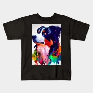 Colorful Border Collie Kids T-Shirt